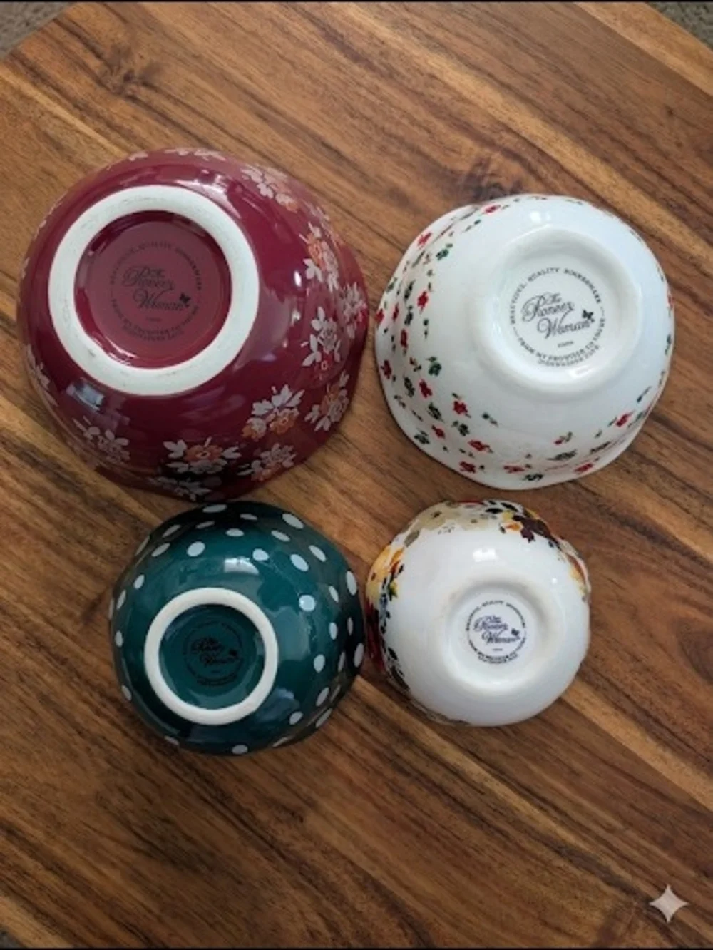 The Pioneer Woman Nesting Measuring Bowls, 4-Piece Ceramic Set, Floral Patterns